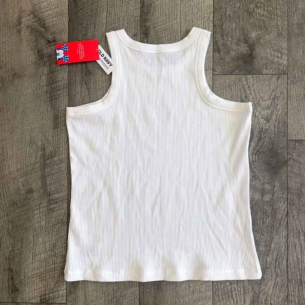 Old Navy Disney Mickey Mouse American Flag Ribbed Tank Top White Kids XXL 18 NWT